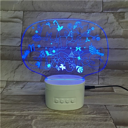 
Newest Acrylic Gifts Rechargeable Wireless Speaker Night Light Lamp Touch Control Merry Christmas 3D LED Night Light 