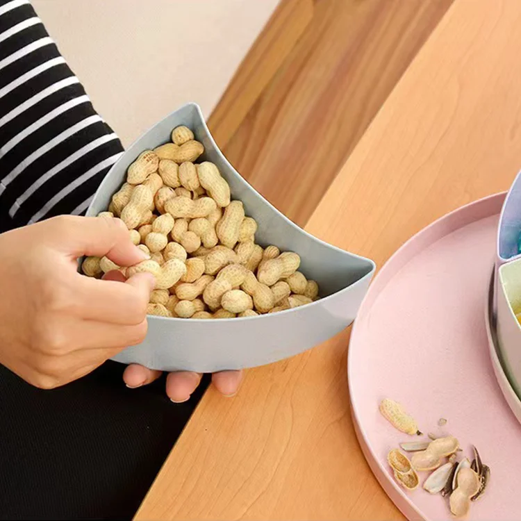 Colourful Flower Shape Food Grade Wheat Straw Plastic Food Container Box Nuts Dried Fruit Plate Snaker Candy Tray With Lid