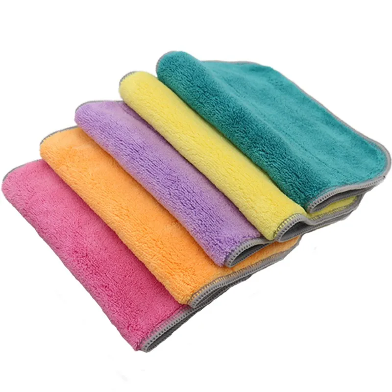 China custom logo wrapped microfiber coral fleece towel for car cleaning