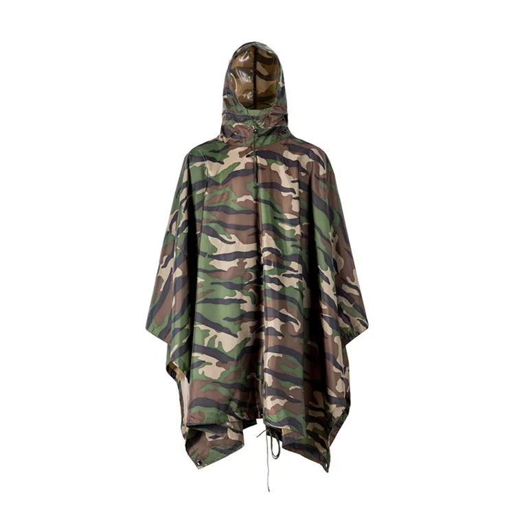 Military Waterproof Camouflage Plastic Raincoat Poncho Camo Army Adults Men RAINWEAR Rain Poncho for Adults Custom Logo Printing
