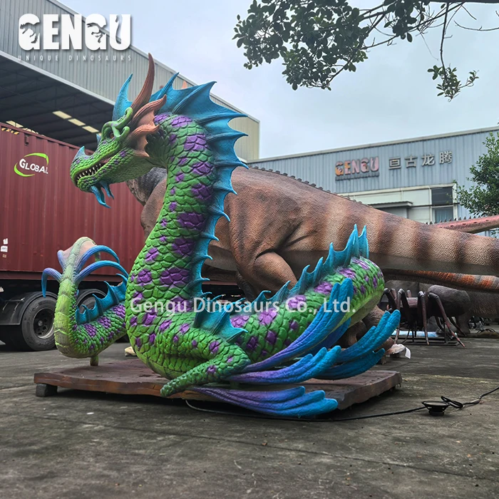 Blue Dragon Art Model Colorful High Simulated Dragon Monster Zigong Factory