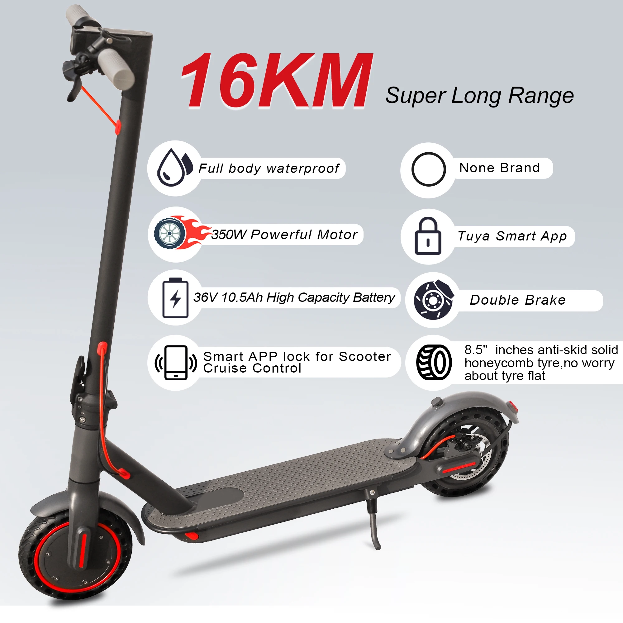 TUYA  scooter powerful Kickscooter for adults 350w cool design LED screen  electric scooter with bluetooth