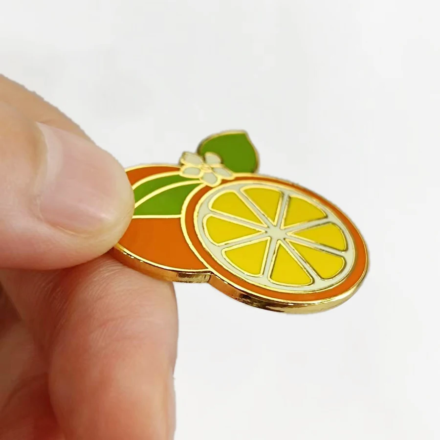 High Quality Metal Custom Lapel Pin Wholesale Clothing Custom Made Enamel Badge Custom Tangerine Pins Metal Logo Badges