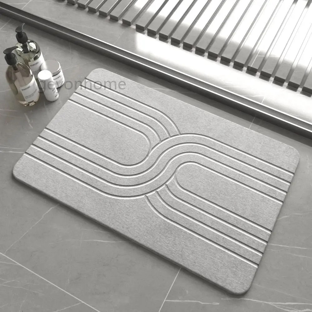 Baths Mat Diatomaceous Earth Mat Bathroom Door Mat Design Stone Modern 3D for Home Novelty White Sustainable 9mm Machine MADE