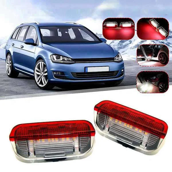 Car LED Door Warning Light Welcome Projector For Golf 6 7 MK5 MK6 Sagitar B6 B7 CC Scirocco DC12V Auto Interior Decoration Lamps