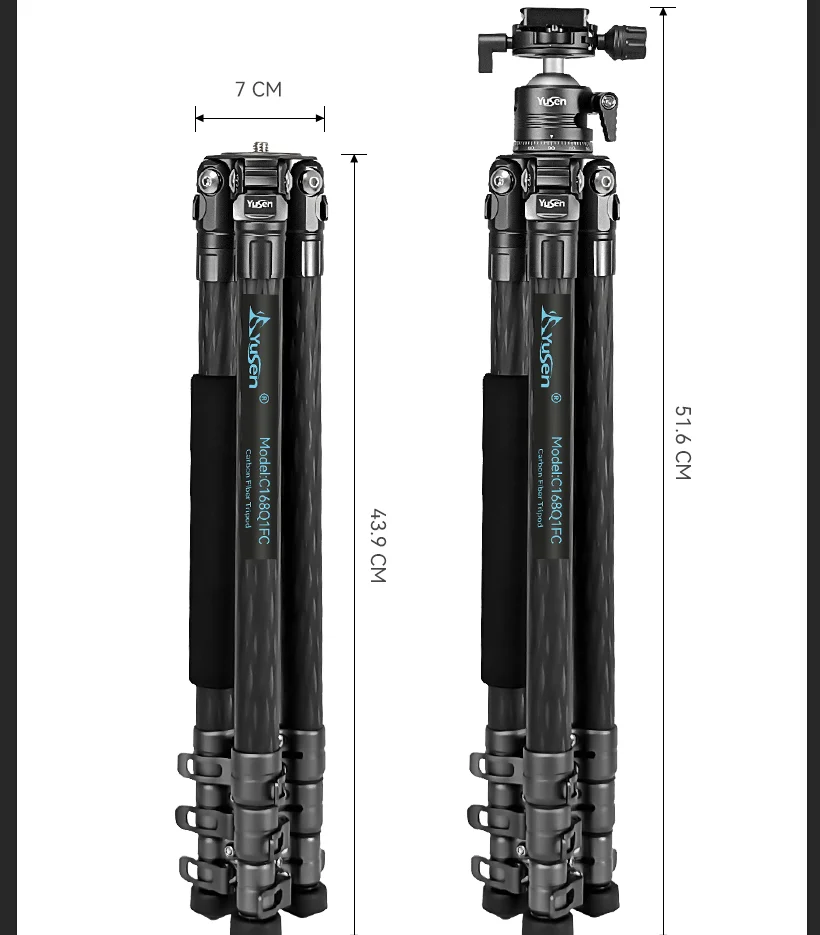 YuSen Professional Carbon Fiber Camera Multiple Function Monopod Tripod for SLR, DSLR, Camcorder and Video Camera