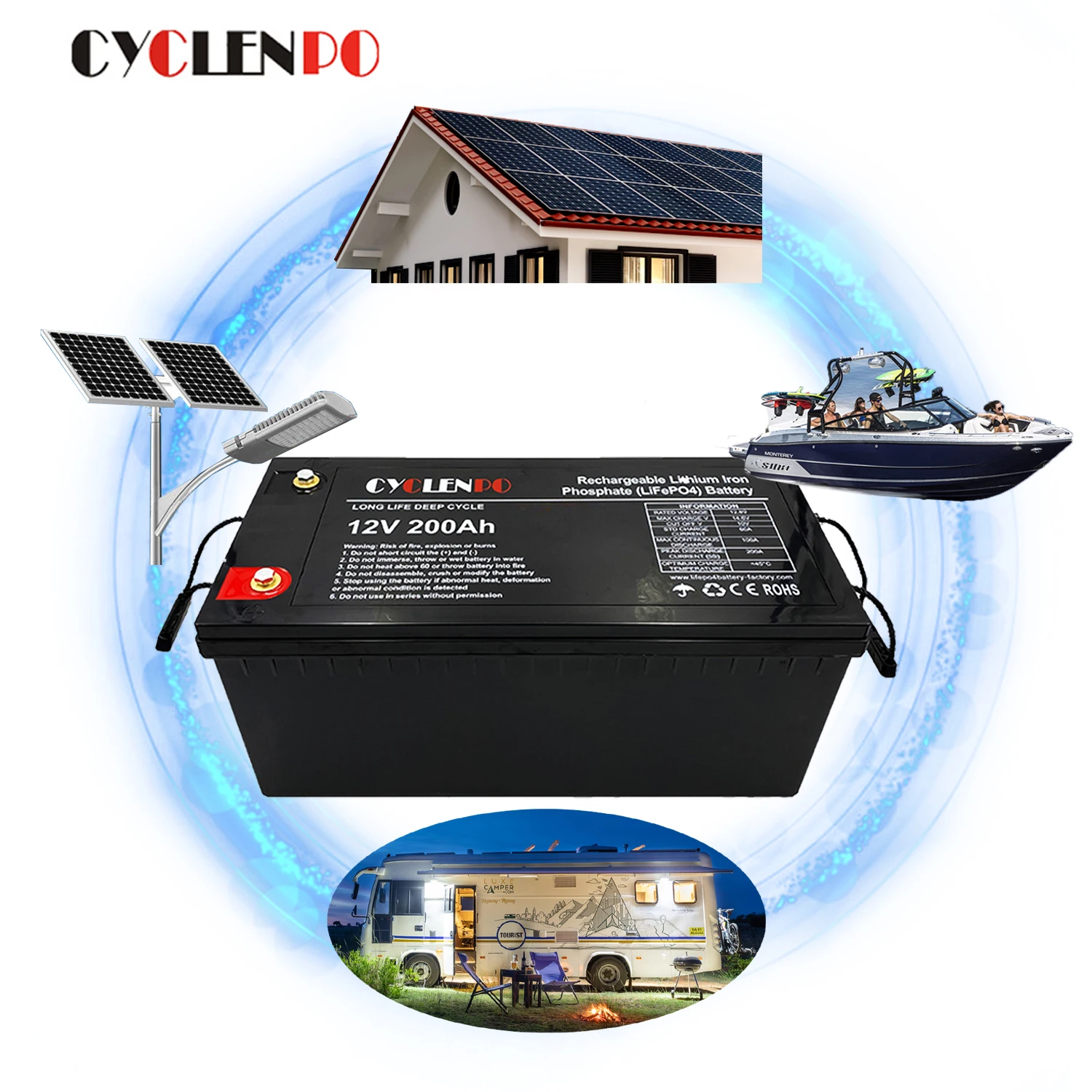 Factory deep cycle 12v 100ah 200ah lithium battery for marine boat