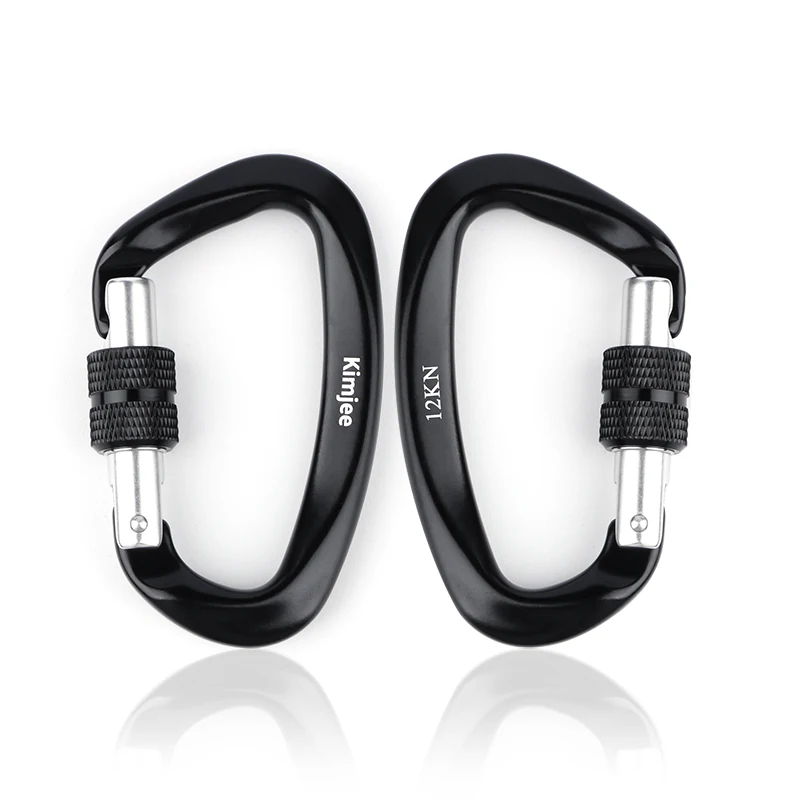 
 Оптовая продажа, алюминиевые карабины с замком, черные карабины с винтовым замком для ворот, карабины в хорошем состоянии 12KN  