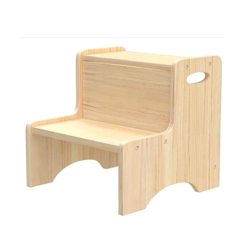 Wood Toddler Stepping Stool Kitchen Counter 2 Step Stool Foot Bed Stool for High Beds