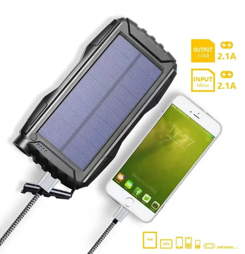 Открытый Портативный 25000 мАч power bank зарядное устройство на солнечной батареи для мобильного телефона водонепроницаемый солнечное портативный модуль мобильные портативные зарядные устройства