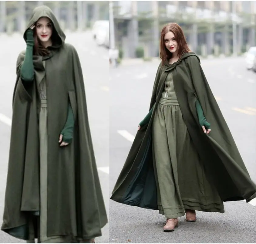 Women Stylish Long Cape Cloak Hooded Cloak Coat Autumn Hoodies Poncho Warm Cosplay Windbreaker Jackets Outwear