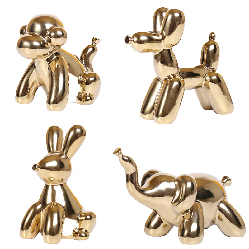 Ceramic Home Decoration Animals Party Decorations Cute Gold Dog Home Decor