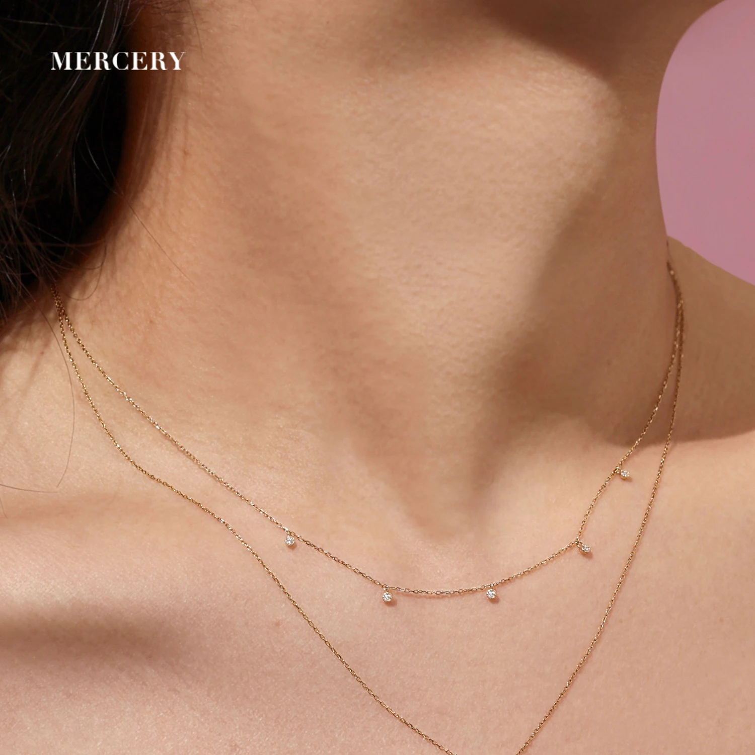 Mercery Design 14K Solid Gold Necklace Fashion Jewelry with Diamond Charm Wholesale Manufacture of Chains 18K Gold Jewelri