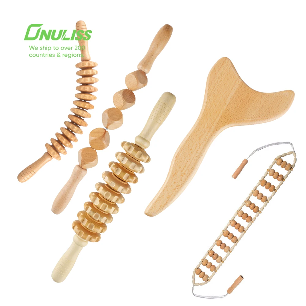 Top Quality Body Sculpturing Face Massage Anti Cellulite Laminated Maderoterapia Set Colombian Wood Therapy Tools