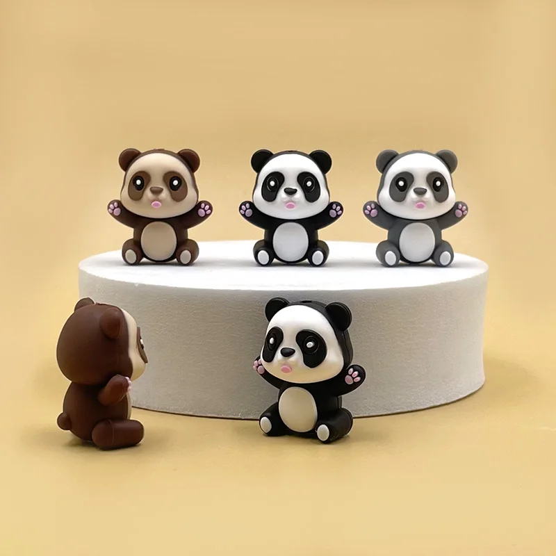 3d силиконовые фокальные бусины двухсторонний дизайн панда животные бисер декорированные для ручек брелки