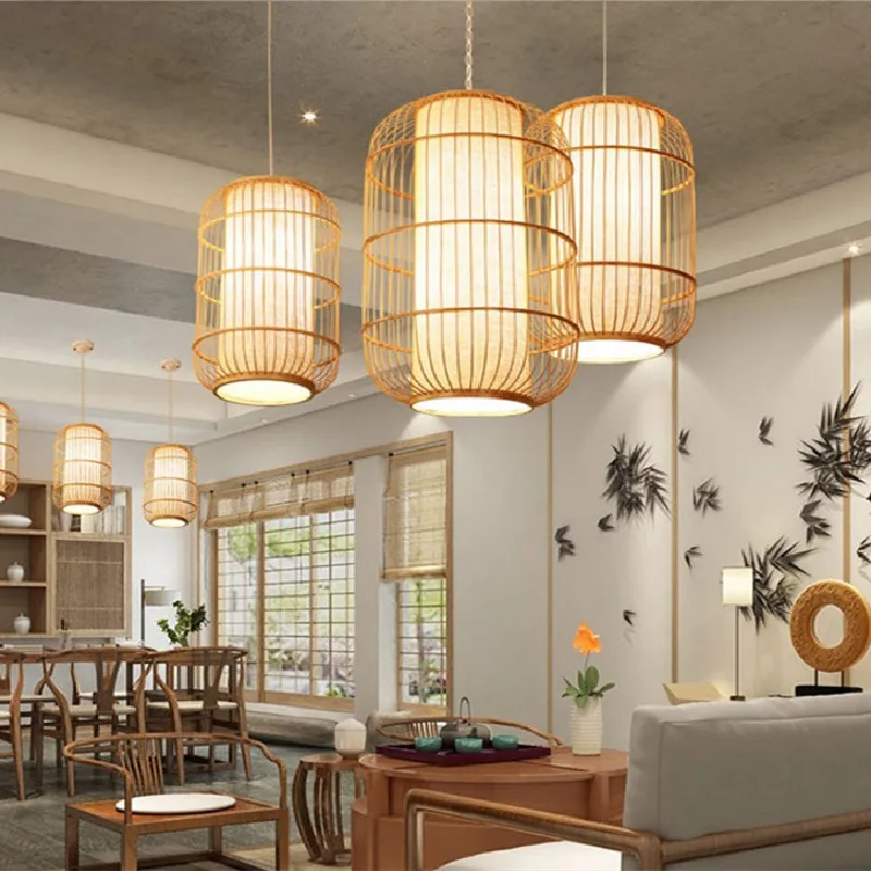 Customized high quality natural Rattan hanging lamp decorative light rattan lantern lamp for hotel