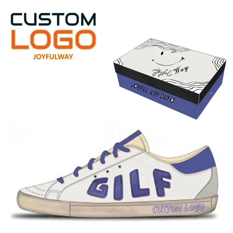 Fashion Custom Branded Light Weight white leather Flat custom Sneakers For Men casual dirty shoes unisex  2024