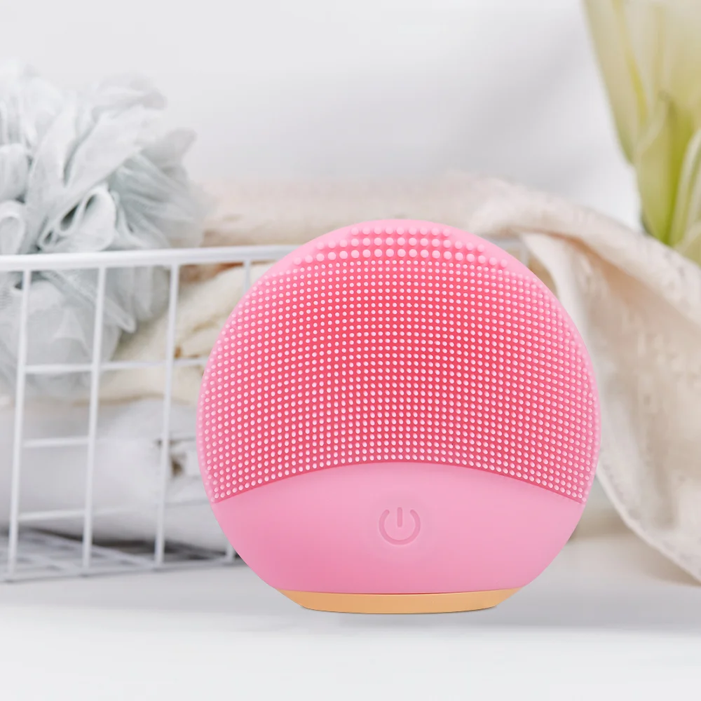 Europe Famous Cosmetic Brand Supplier Mini Electric Silicone Facial Cleanser Massager Face Cleansing Brush