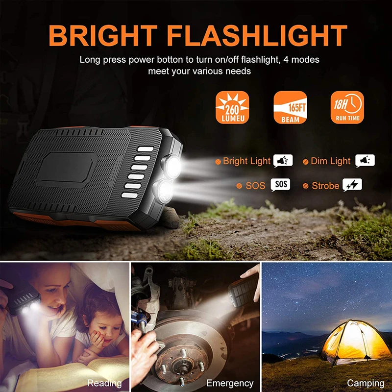 Portable Waterproof 15000mAh 20000mAh cargador solar para celular powerbank Wireless Charging Solar Power Bank For mobile phone