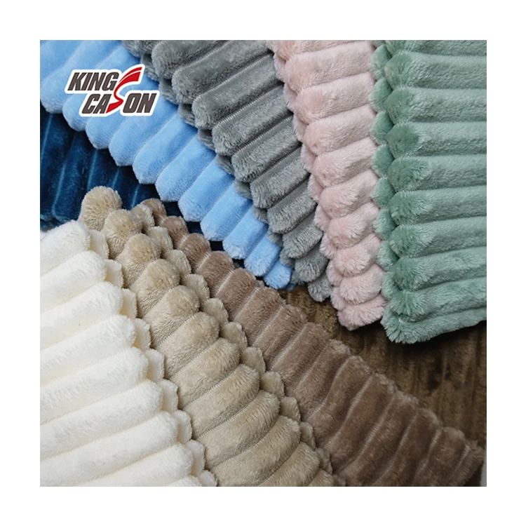 Kingcason Chinese Factory High Quality Anti-Static Fuzzy Fluffy Thick Stripe Flannel Fleece Fabric For Home Textile-Cushion