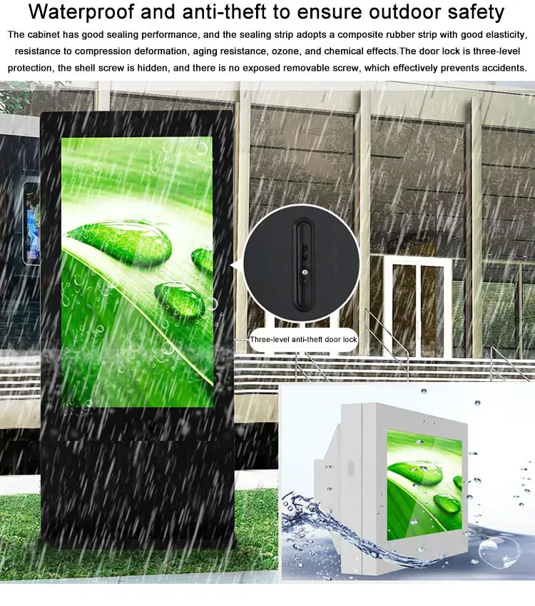 High Brightness Outdoor Capacitive 2500 Nits Floor Stand 43 inch Touch Screen Monitor Totem Ip65 Outdoor Display Screen