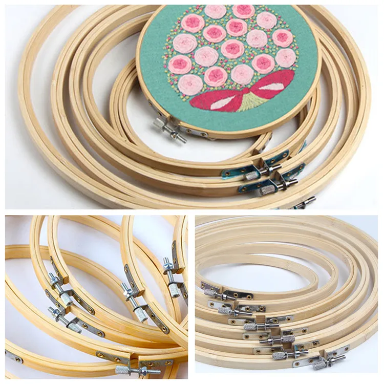 
Wholesale Creative Handmade Gift Home Decor Ribbon Flower Embroidery Kit with Bamboo Hoop 