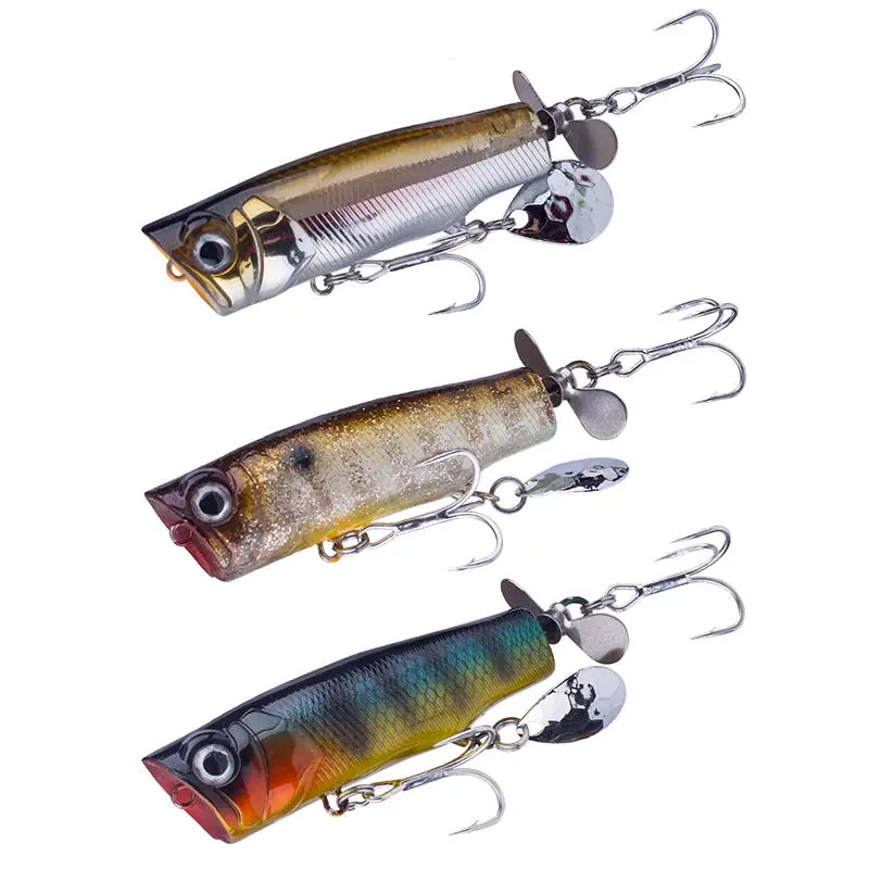 8cm 13.5g 5colors Artificial Hard Fishing Lure Popper Lures With Sequin Topwater Popper Bait