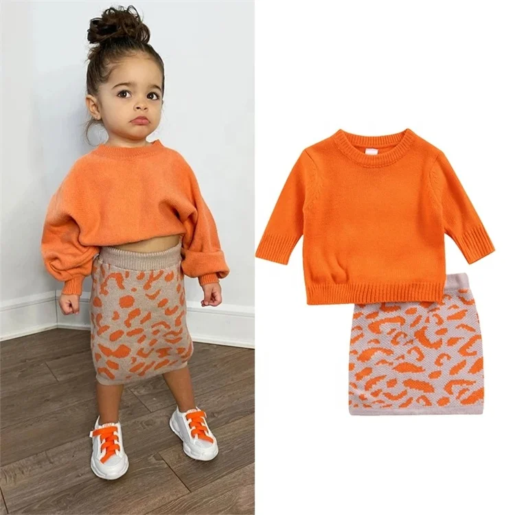 LFQ-198 Baby Girl Clothes Dresses Flower Girls Clothing Set Long Sleeve  Pullover Skirt Fall 2021 Kids Clothing Sets 2 Piece