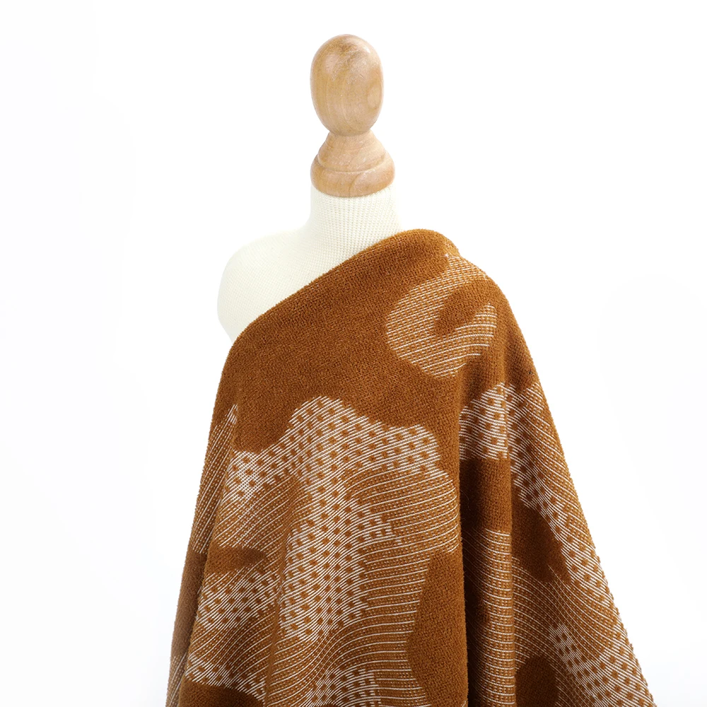 Luxury Camouflage Abstract Jacquard Pattern Velvet Flocking Catonic 100% Polyester Knit Fabric For Cloth