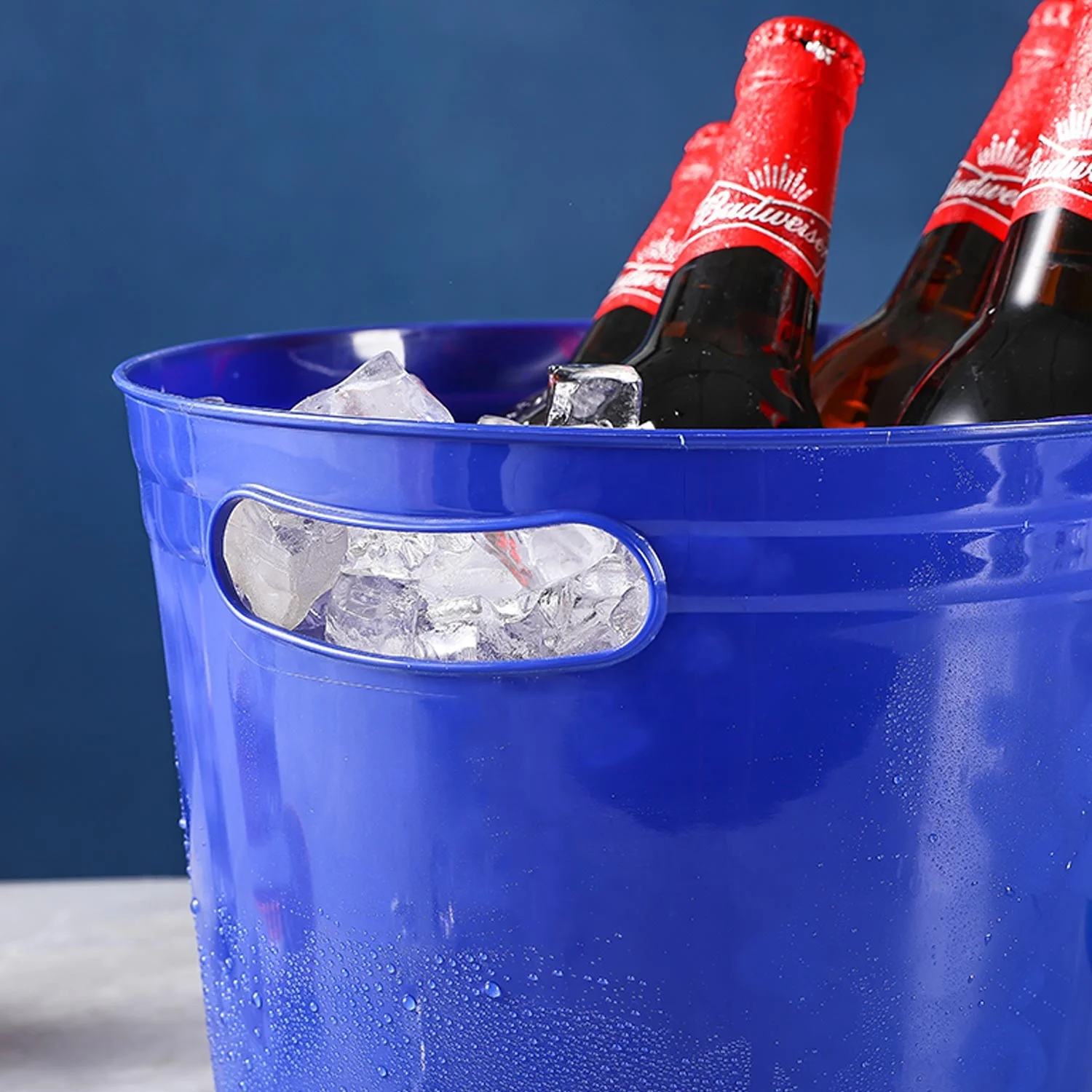 Printed Logo Wine Cooler Beer Bucket With Handle Wine Chiller Champagne Plastic Ice Buckets For Parties