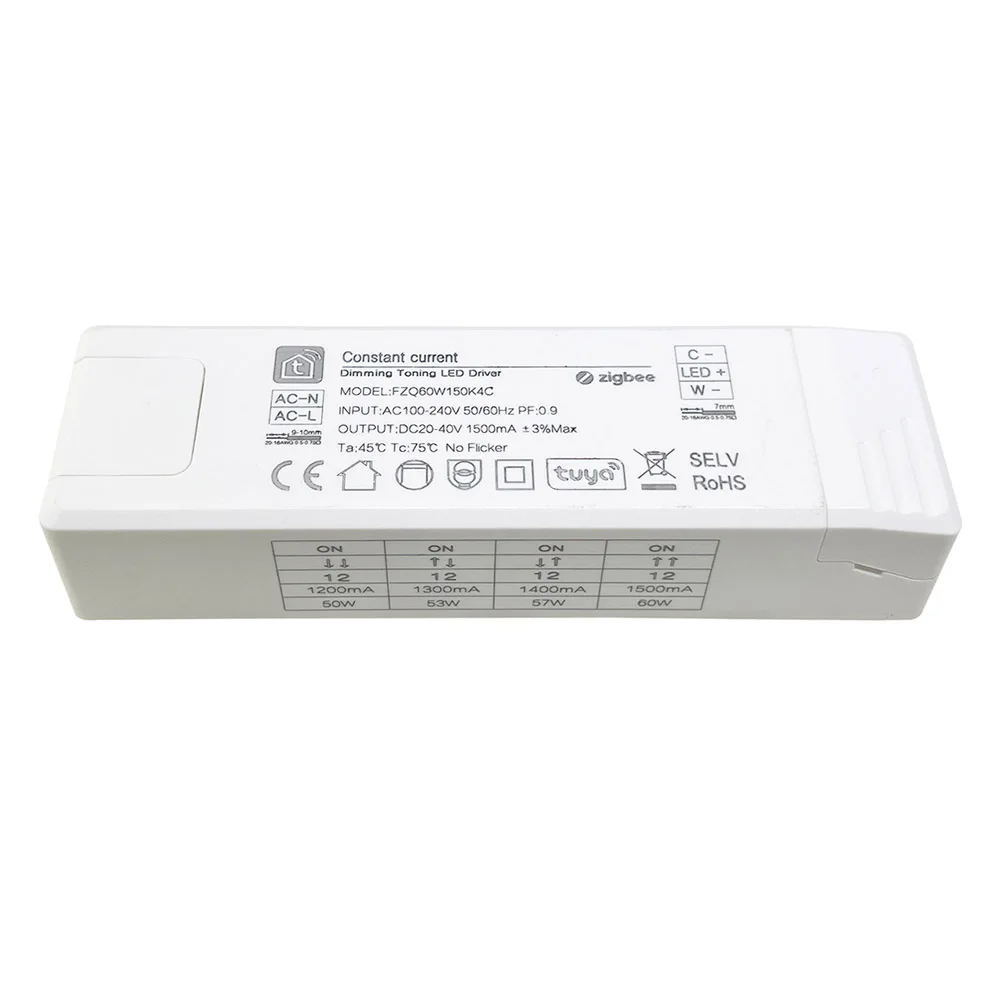 LEDEAST FZQ60W150K4C 60 Вт входной AC100-240V драйвер Dip переключатель 1200mA 1300mA 1400mA 1500mA CW настраиваемый умный светодиодный TUYA Zigbee