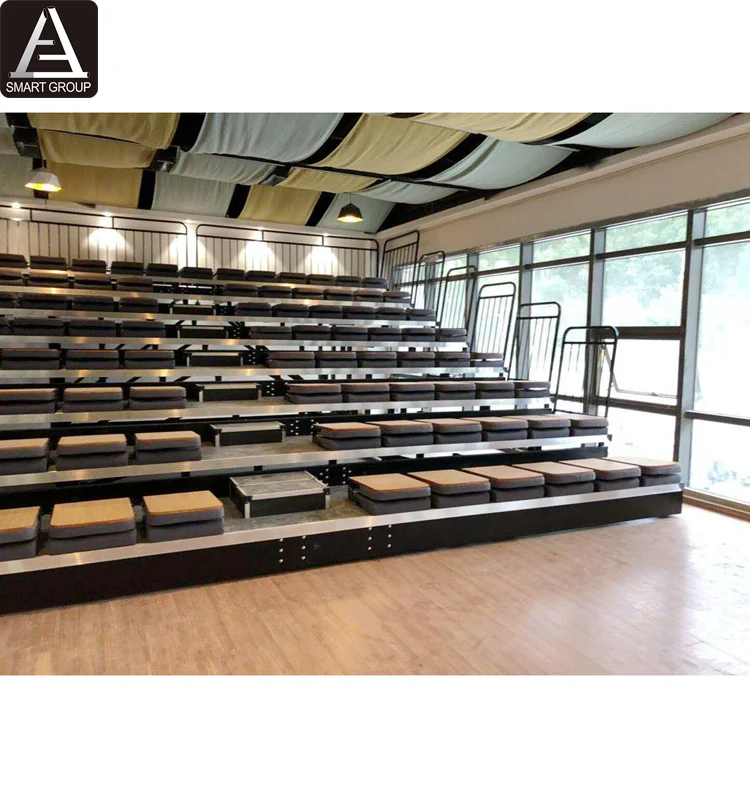 90 Seats Indoor Movable Retractable Bleacher Seating Used Telescopic Gym bleachers System Bleachers Stadium Seats For Sale