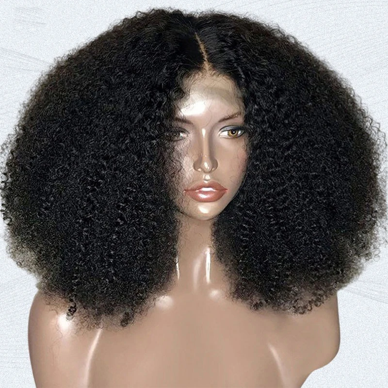 Transparent 200 Density Hd Lace Wig Mongolian Afro Kinky Curly Wig For Black Women Natural Afro Hair Wigs Human Hair Lace Front