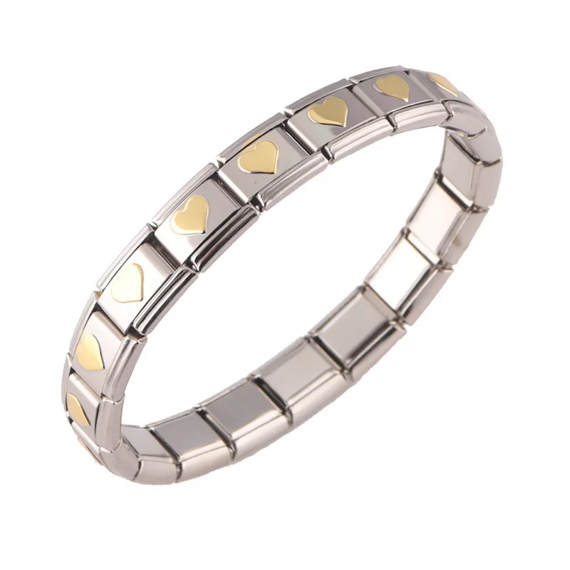 New 18Cm Italian Charm Bracelet Bulk Diy Stainless Steel Heart Italian Charm Bracelet Links