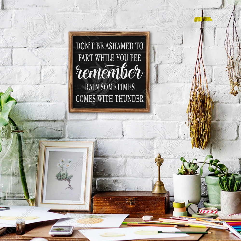 Putuo Decor Custom Wash Your Hands Wooden Hanging Wall Sign Coffee Positive Wood Frame Plaque Decoration