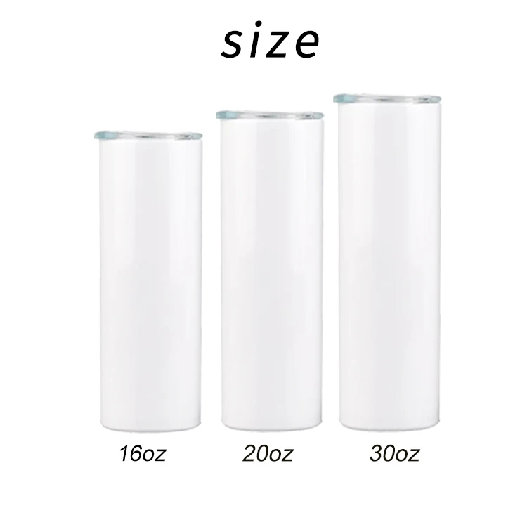 Лидер продаж на складе в США, изолированный тонкий прямой тонкий тумблер с двойной стенкой 20 унций с сублимационной печатью и соломинкой