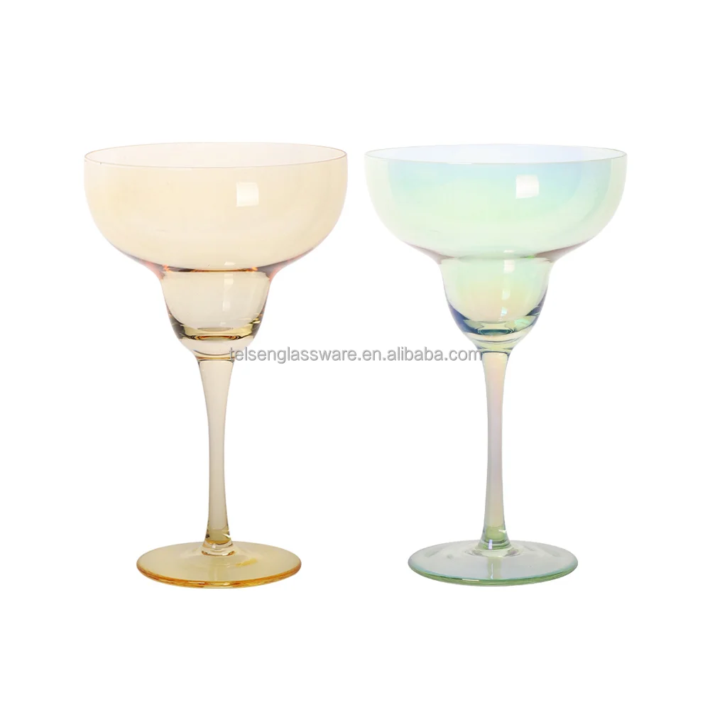 Telsen Spray Color Blue Green Amber Coloful Handblown leadfree barware Martini cocktail glass cup