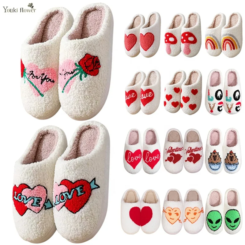 Fashion styles flower fluffy fruits strawberry cherry mushroom smile face happy face love heart bunny easter home slippers