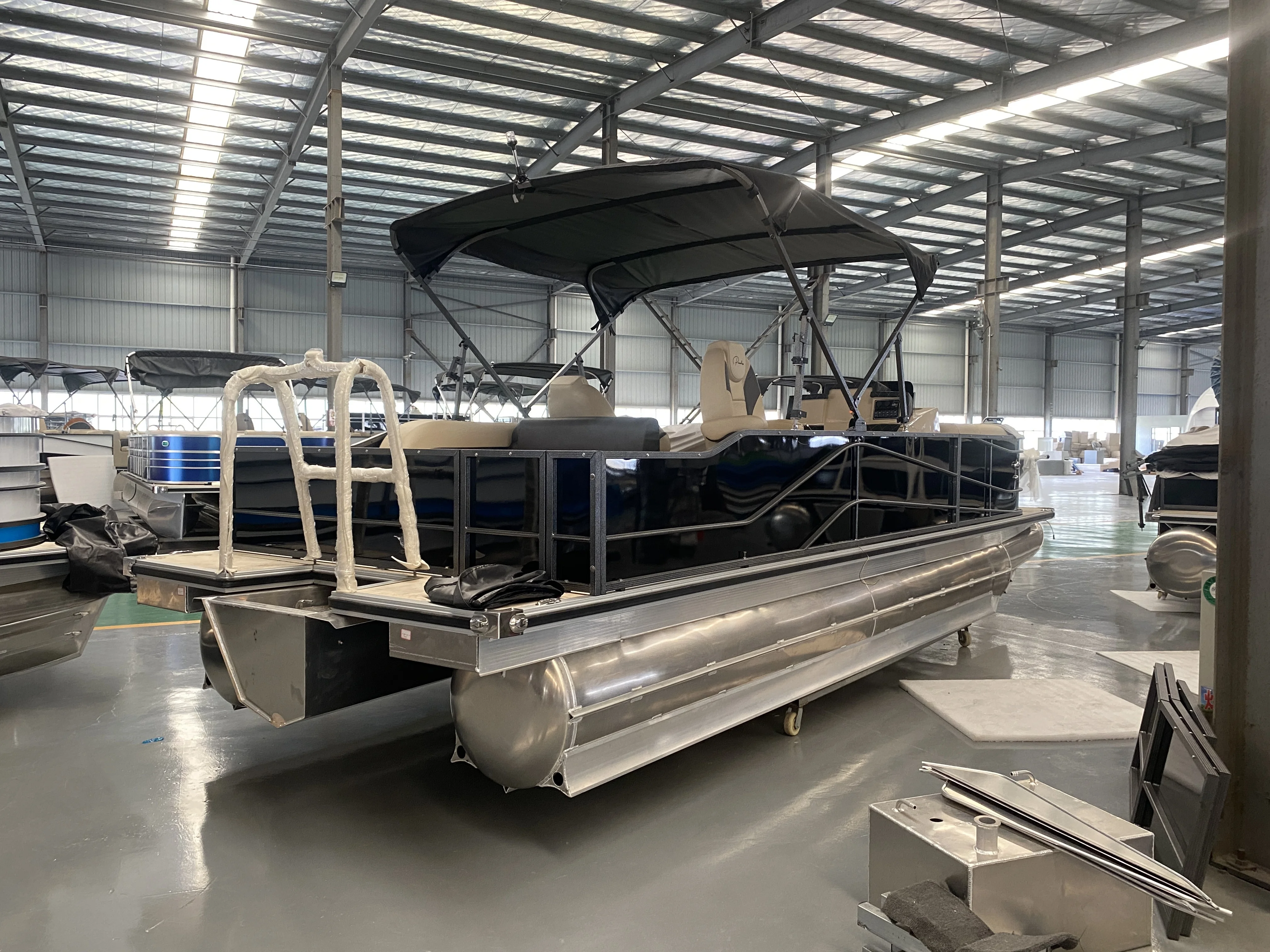 Poseidon 21ft 6.4m fully Welded family party pontoon tube tritoon tube aluminum Pontoon boat with CE certification