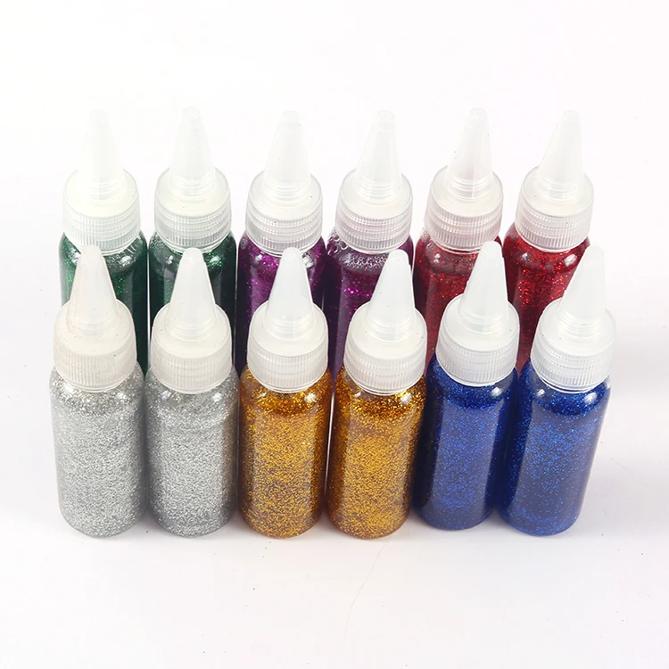 New Type Top Sale Eco-friendly Glitter Powder Glue Assorted School  Peel Off Glitter Glue For Children Painting