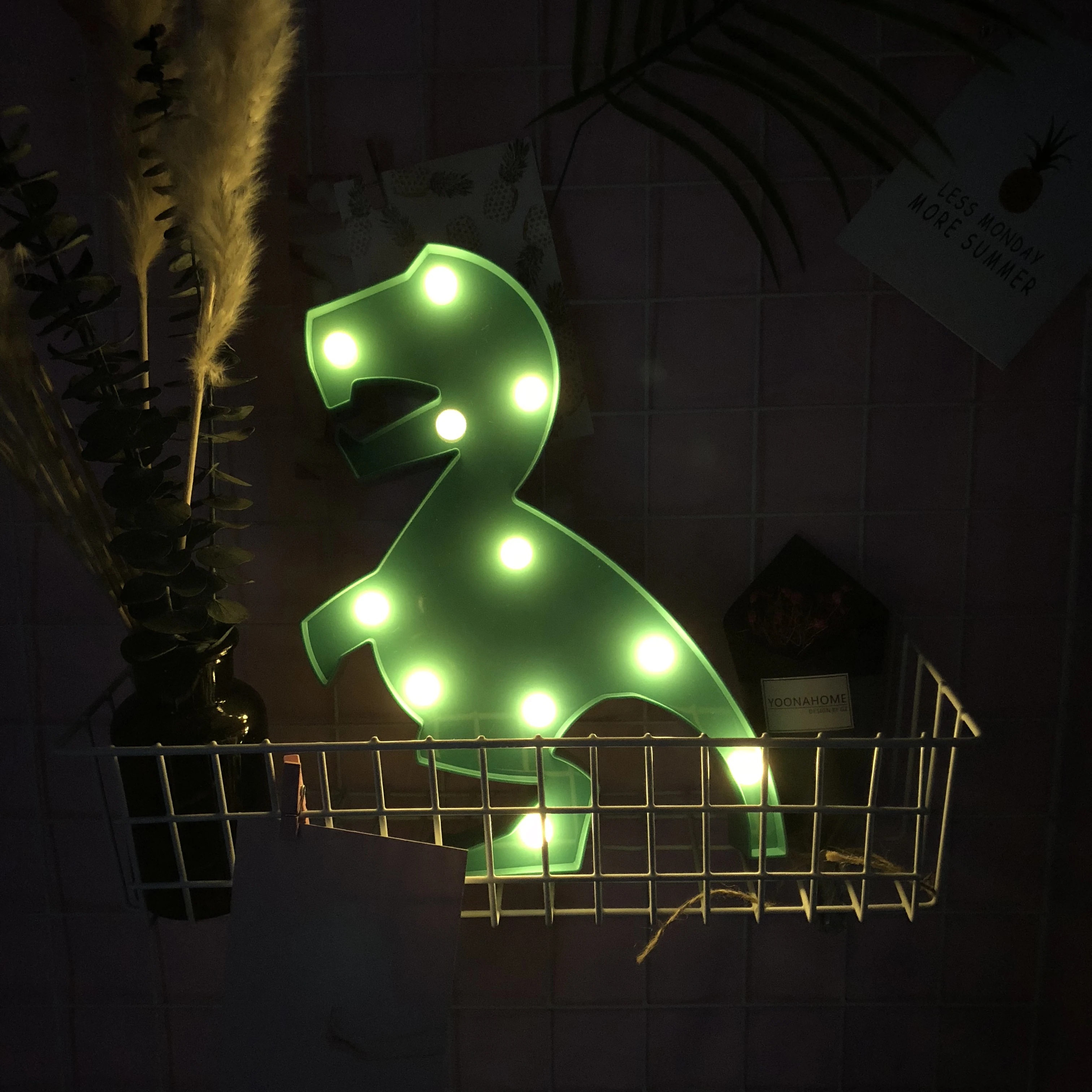 Cool Dinosaur Shaped Wall Stand Decor Led Marquee Sign for Boys Kid Gift Night Lamp Indoor Birthday Wedding Party Decoration