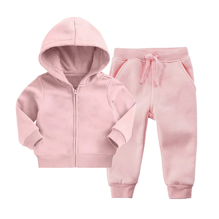 Лидер продаж, детская одежда, однотонный комплект из двух предметов, толстовка с капюшоном и карманами, 100% хлопчатобумажная ткань