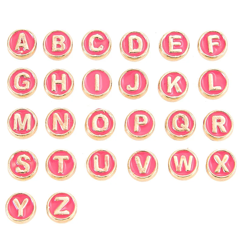 Gold Lined Enamel Letter Beads Oil Drop Alphabet Symbol Bead A-Z Alphabet Letter Charms For Bracelet Necklace Jewelry Making DIY