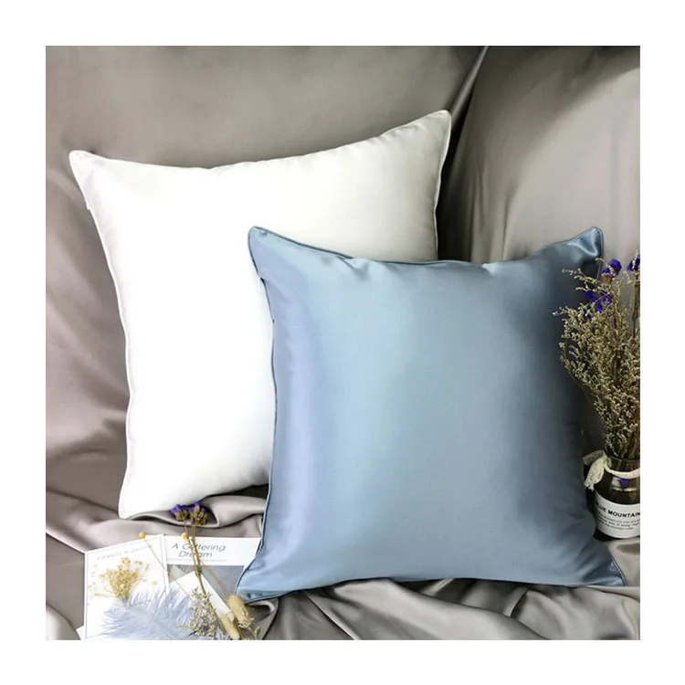 Solid Color luxury silk throw pillow case cover silk satin cushion covers for sofa car