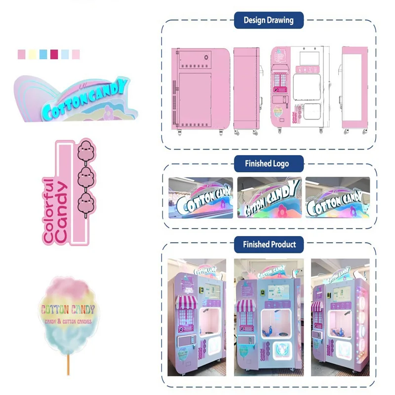 Wholesale Marshmallow Maker Robots Commercial Mall Cotton Candy Floss Automatic Cotton Candy Vending Machine