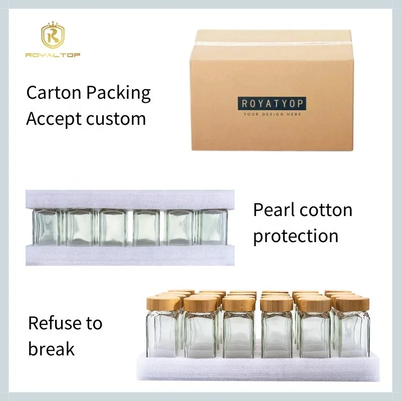 Kitchen Organizer Storage Set with 24pcs 120ml Square Glass Spice Jars 24 Bamboo Lids & Labels for Seasoning Salt & Home Use