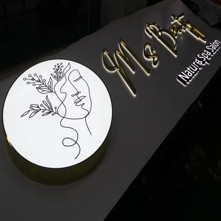 custom acrylic letters stainless steel backlit led sign business store front custom signs gold chrome letters beauty salon sign