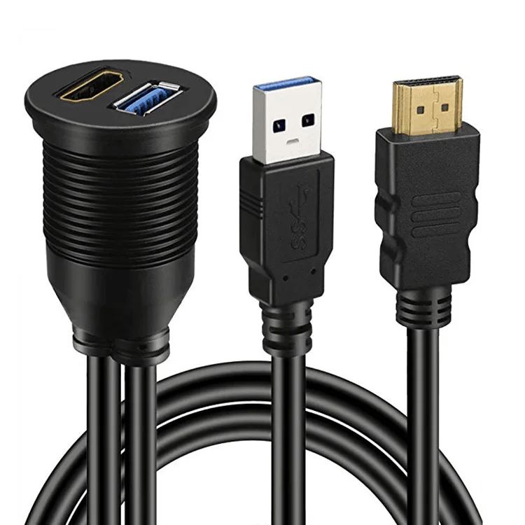 Удлинительный кабель 2 в 1 с USB 3,0 и кабелем передачи данных HD для автомобилей, мотоциклов, лодок