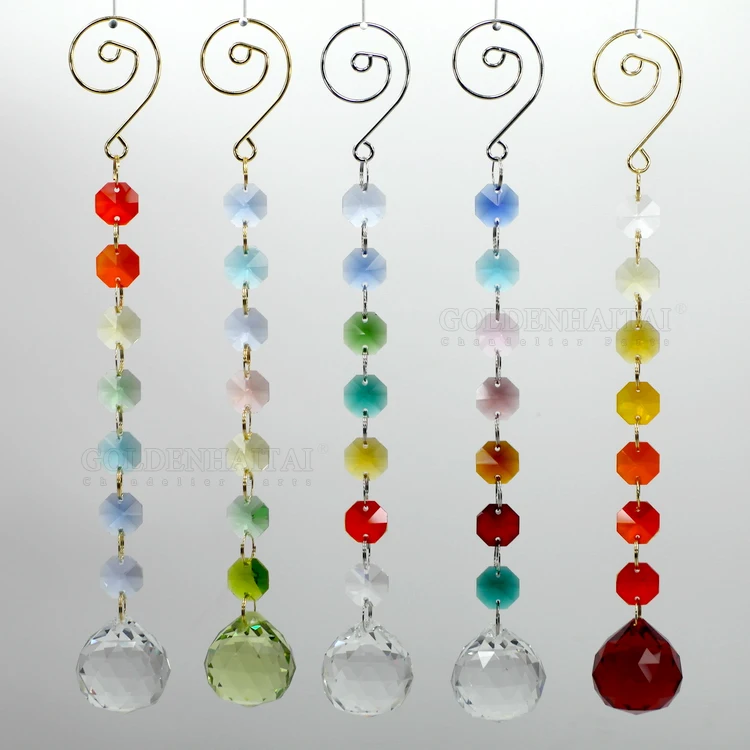 14mm Crystal Glass octagon beads with 30mm ball for Hanging Home & Garden Decor