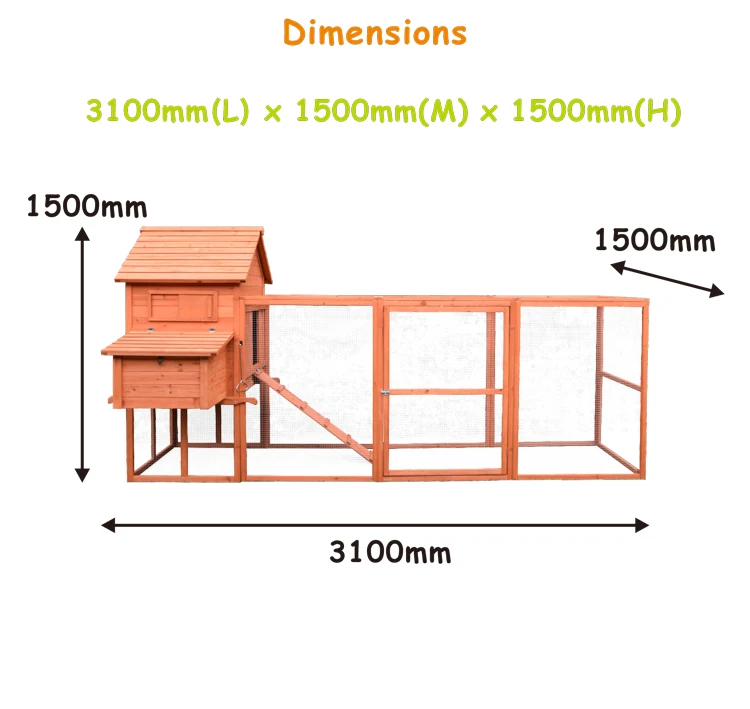 Large mobile wooden chicken coop with handle